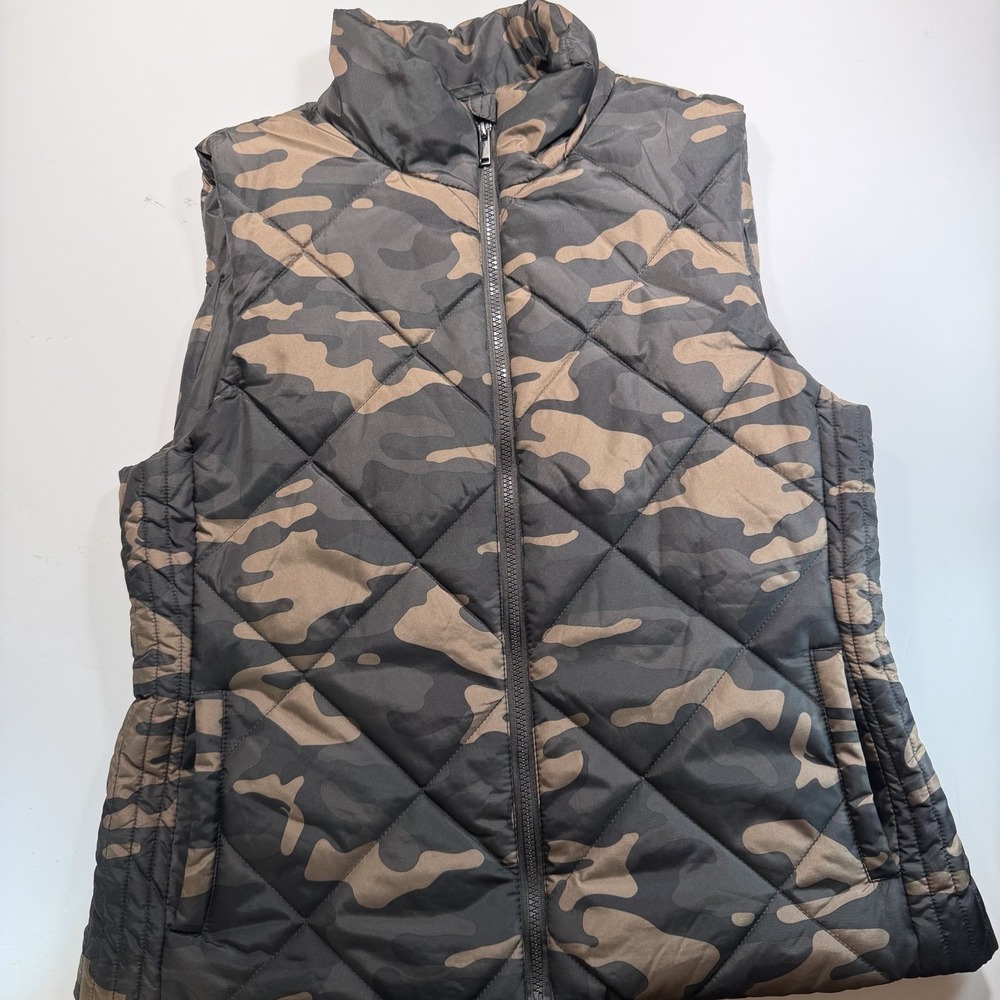 New York & Co Women's Quilted Camp Puffer Vest L Full Zip Pockets